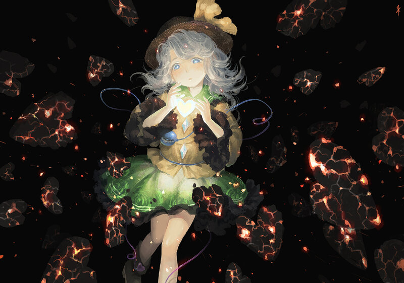 Girl Holding Glowing Heart — Black
