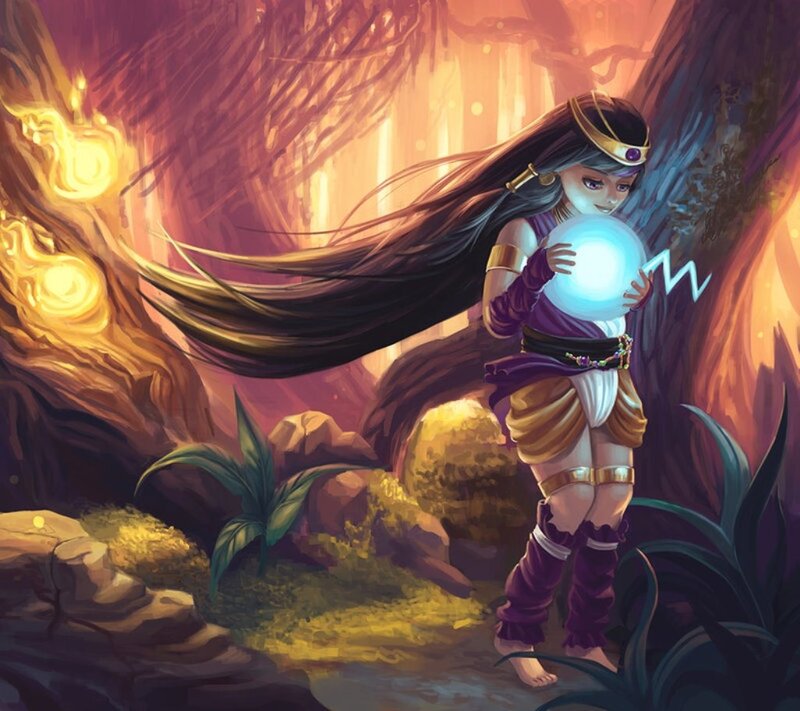 Girl Holding Glowing Orb — Purple