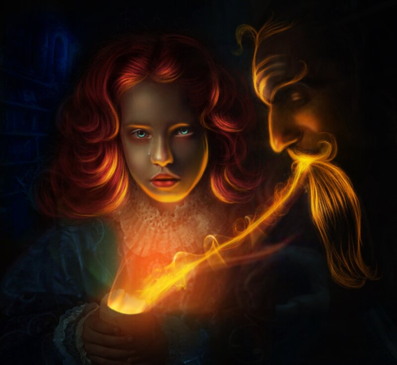 Girl Holding Glowing Staff