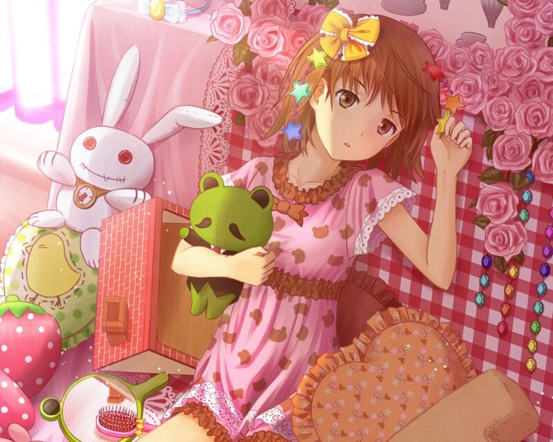 Girl Holding Green Plush