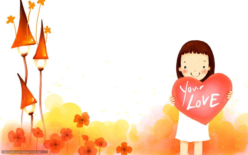 Girl Holding Heart Pillow — Red