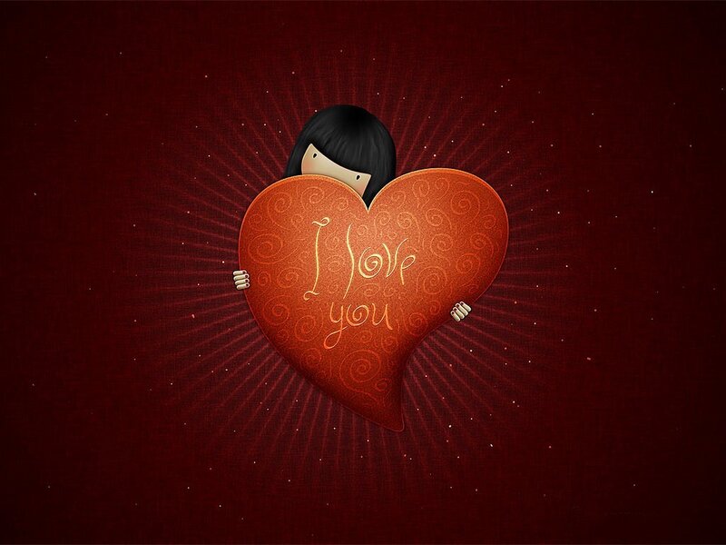girl holding heart with love message