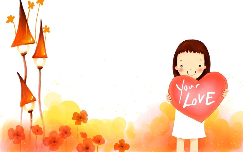girl holding heart with love
