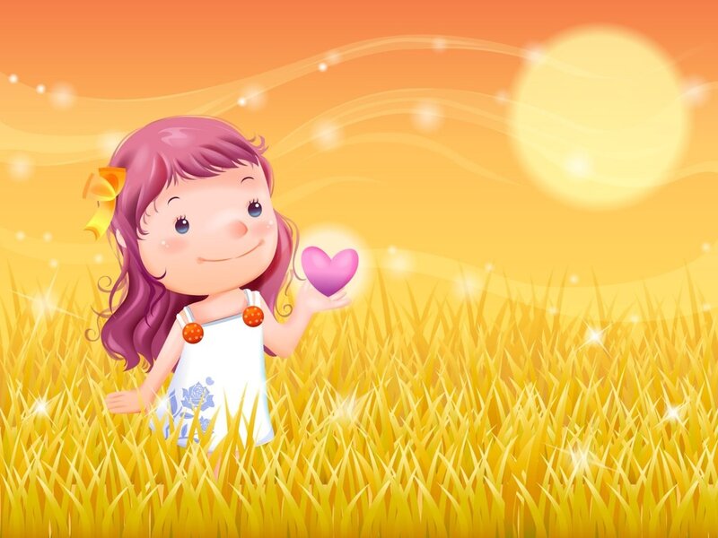 Girl Holding Heart — Yellow