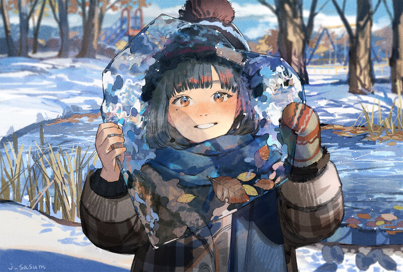 Girl Holding Ice Block