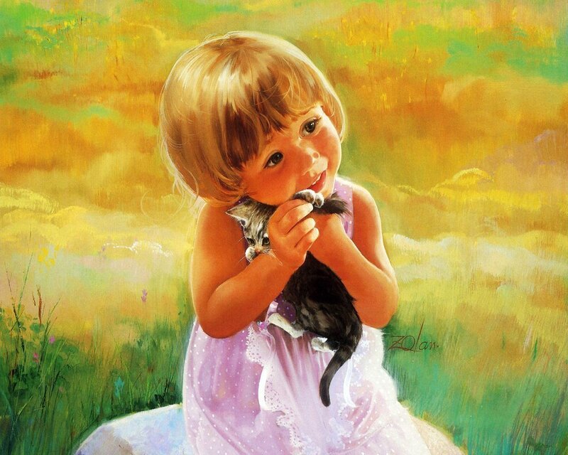 Girl Holding Kitten