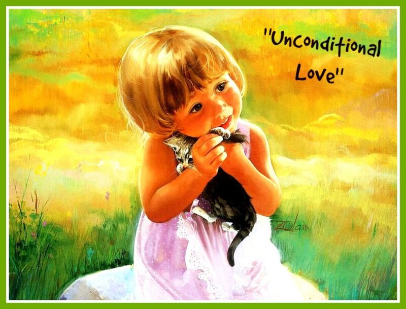Girl Holding Kitten — Yellow, Serene