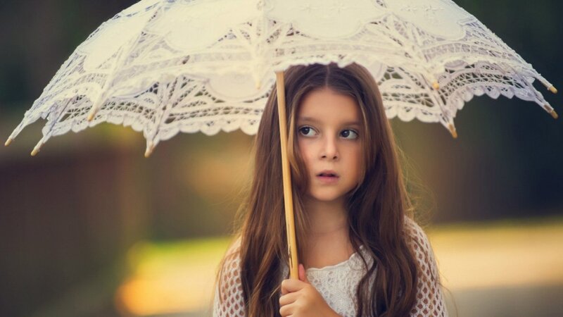 Girl Holding Lace Umbrella