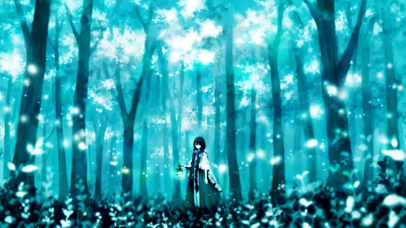 Girl Holding Lantern — Cyan