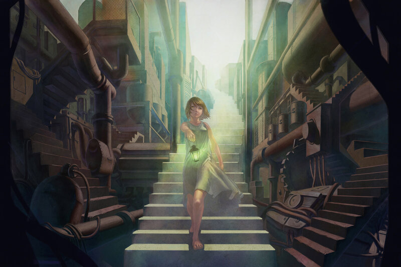 Girl Holding Lantern — Green