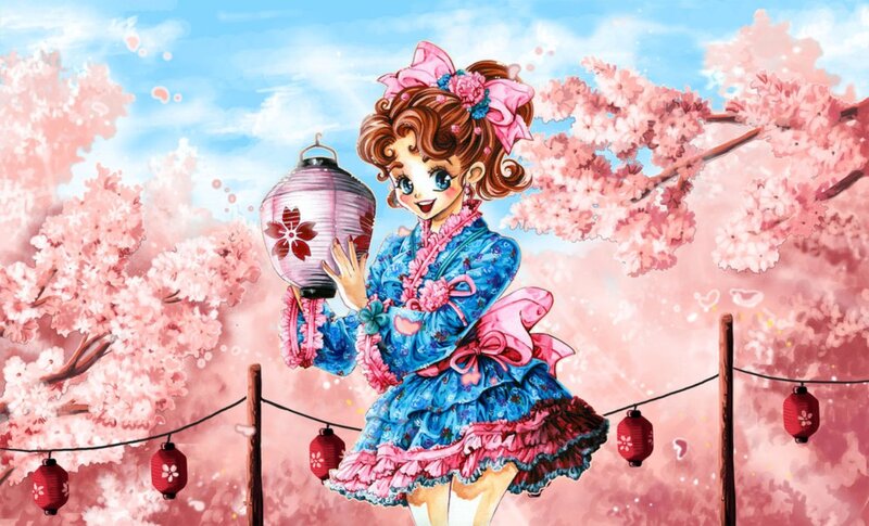 Girl Holding Lantern — Pink