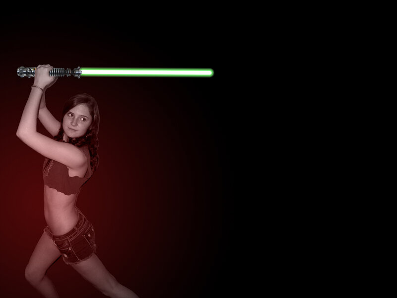 Girl Holding Lightsaber