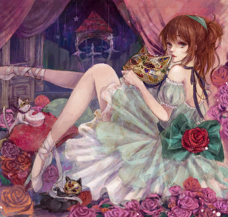 Girl Holding Mask — Purple