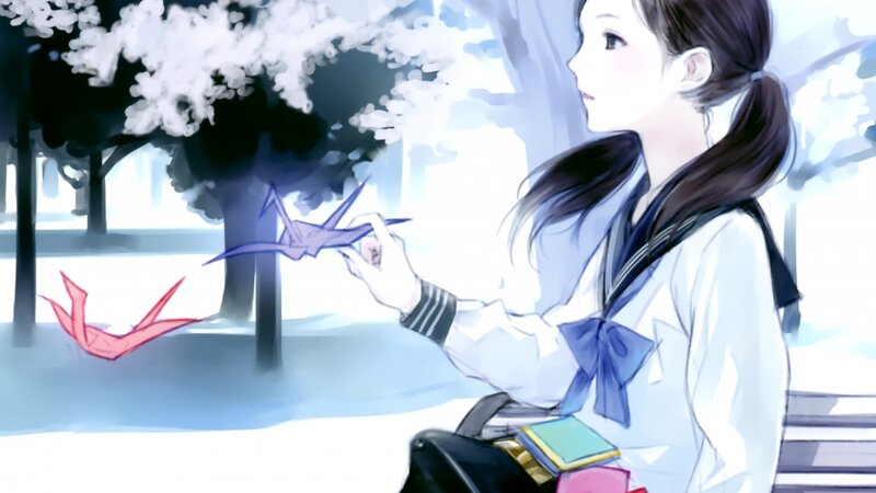 Girl Holding Origami Crane