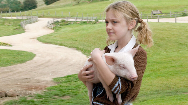 Girl Holding Piglet — Green, Calm
