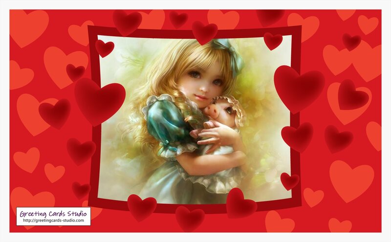 Girl Holding Piglet — Red