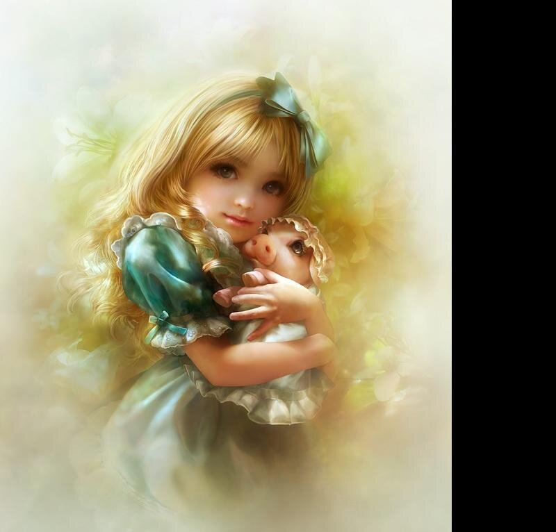 Girl Holding Piglet