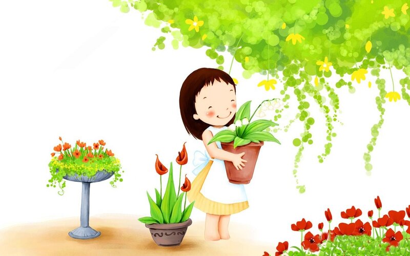 Girl Holding Potted Plant