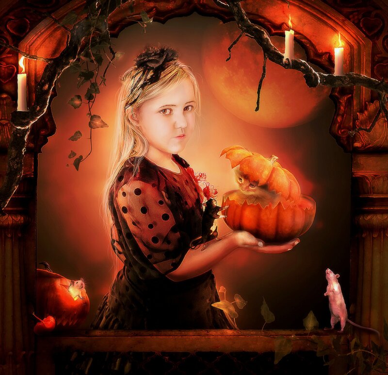 Girl Holding Pumpkin — Orange