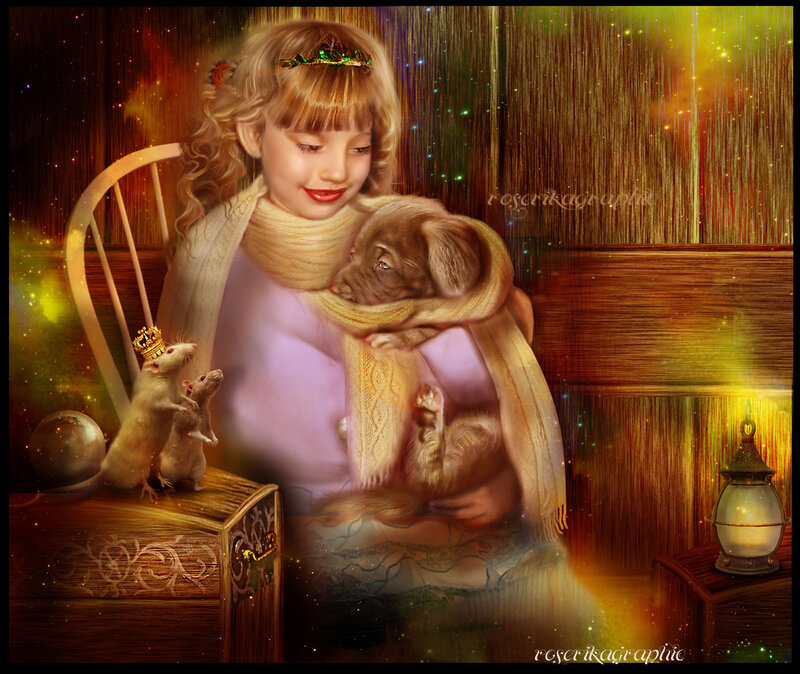 Girl Holding Puppy — Gold