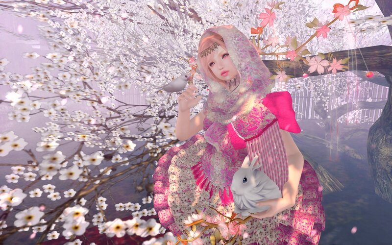 Girl Holding Rabbit — Pink, Serene