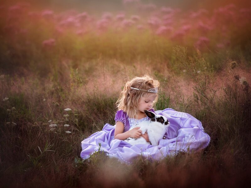 Girl Holding Rabbit — Purple