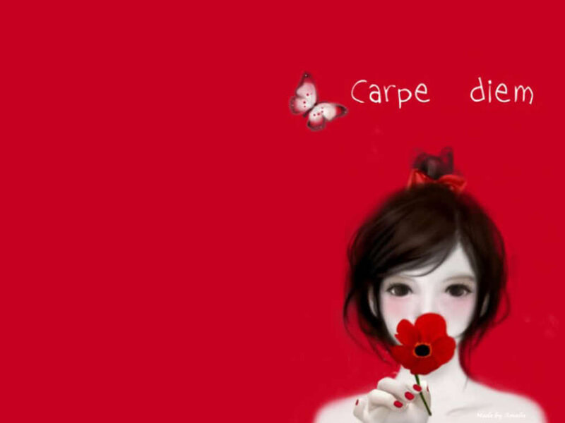 Girl Holding Red Flower — Calm