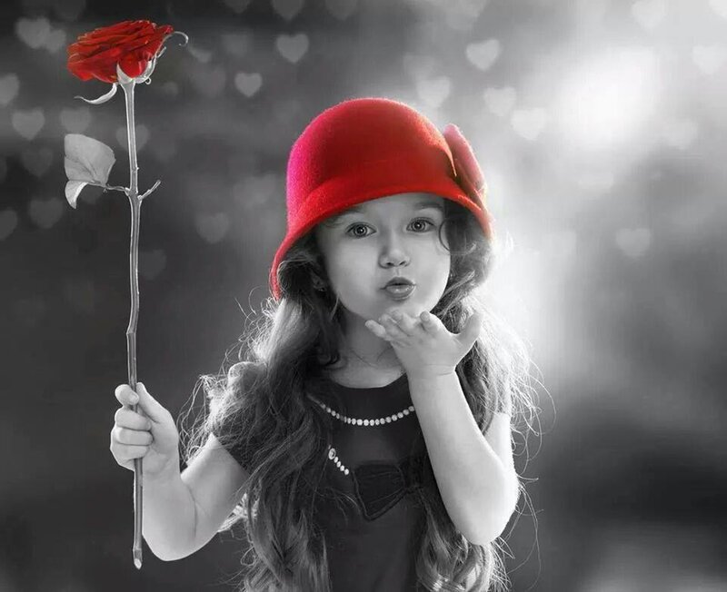 Girl Holding Red Rose — Romantic
