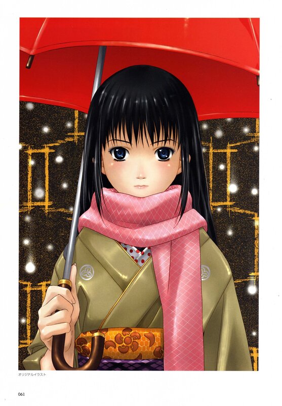 Girl Holding Red Umbrella — Calm, Night