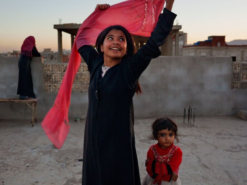 Girl Holding Scarf