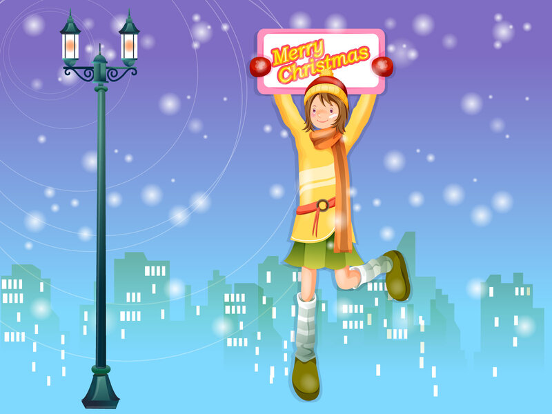 Girl Holding Sign — Blue