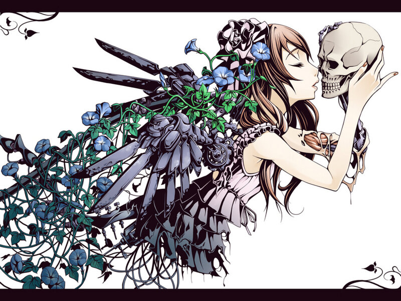 Girl Holding Skull — White