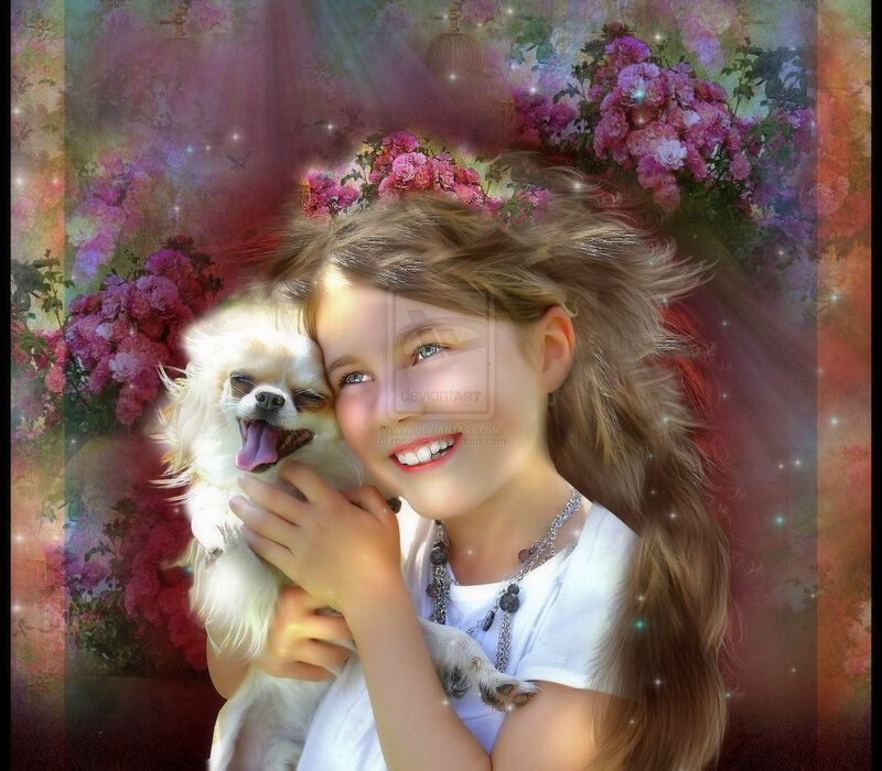 Girl Holding Small Dog
