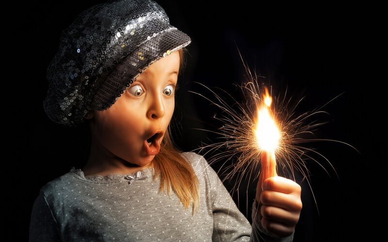 Girl Holding Sparkler — Black