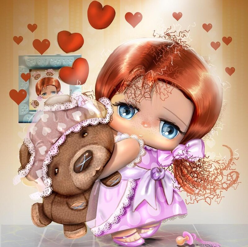 Girl Holding Teddy Bear — Pink