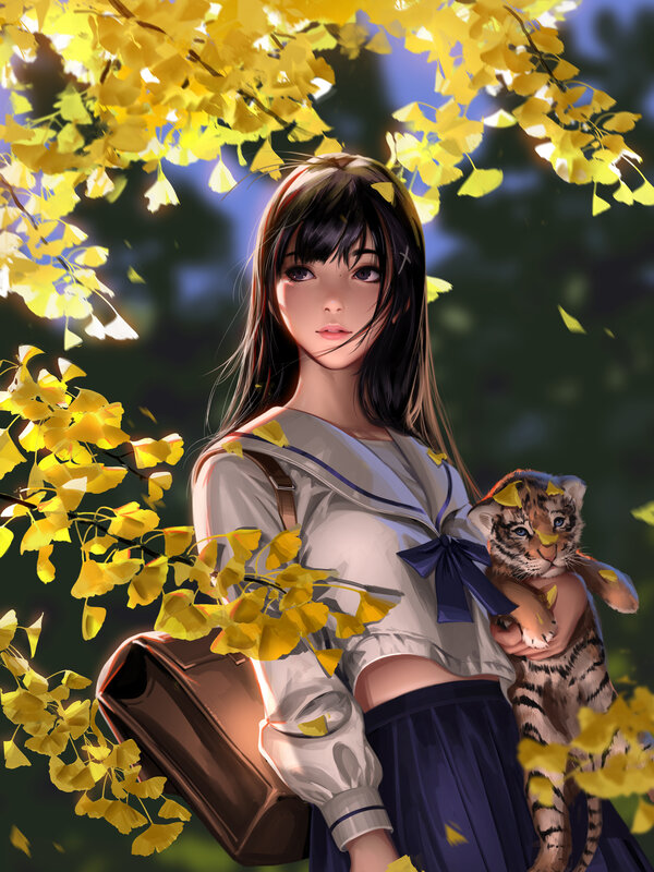 Girl Holding Tiger Cub