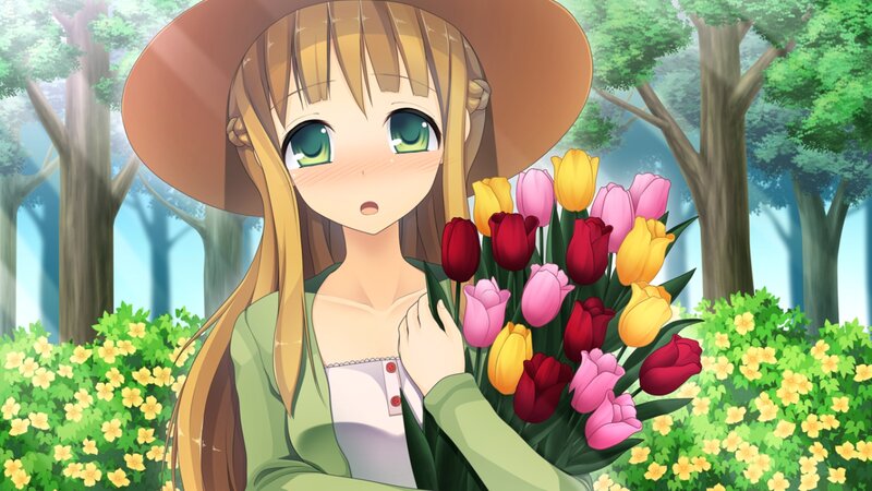 Girl Holding Tulips