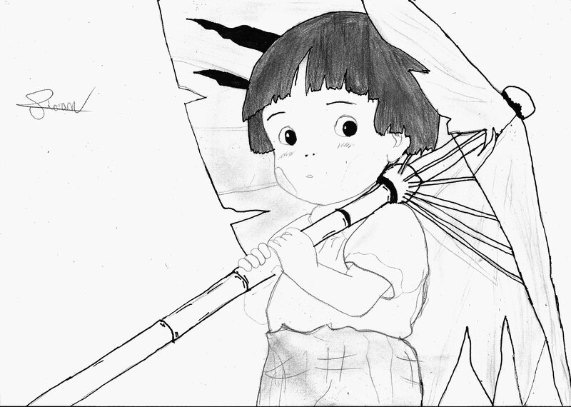Girl Holding Umbrella — Black, Calm