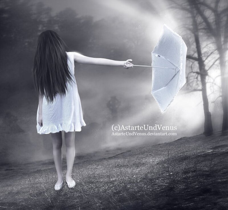 Girl Holding Umbrella — Black