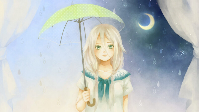 Girl Holding Umbrella — Blue