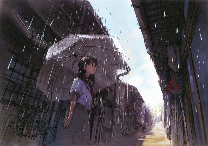 Girl Holding Umbrella — Gray