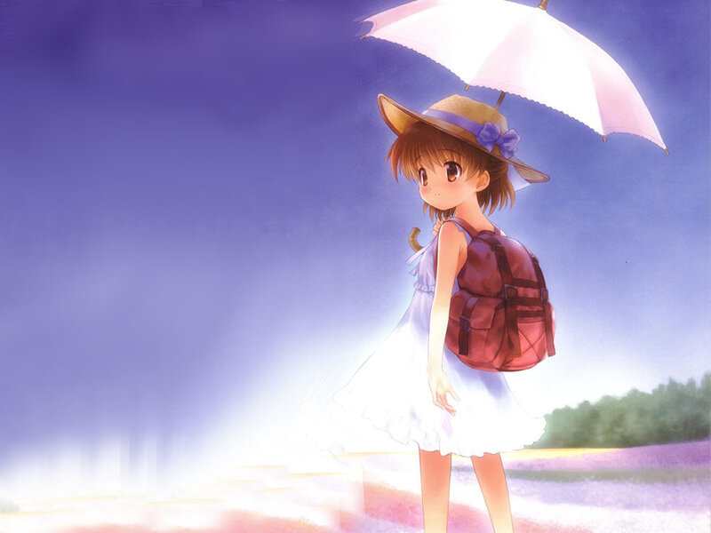 Girl Holding Umbrella — Purple