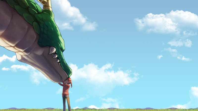 Girl Holding Up a Dragon