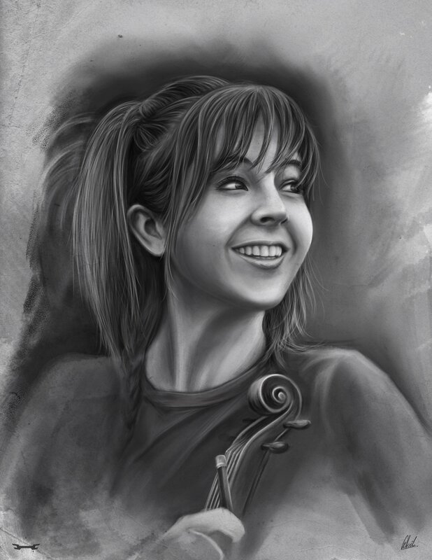 Girl Holding Violin — Gray