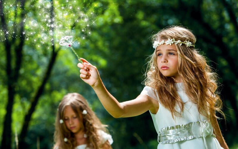 Girl Holding Wand — Green