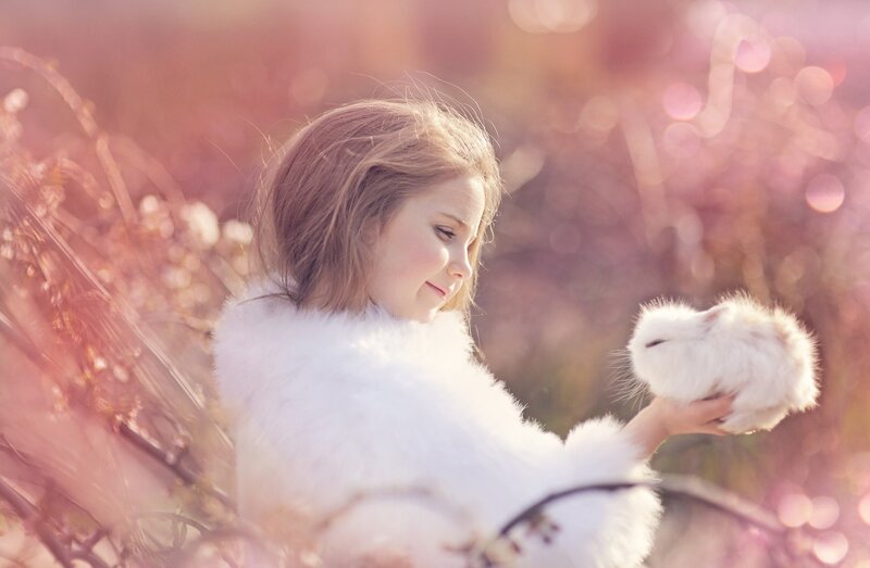 Girl Holding White Rabbit — Serene