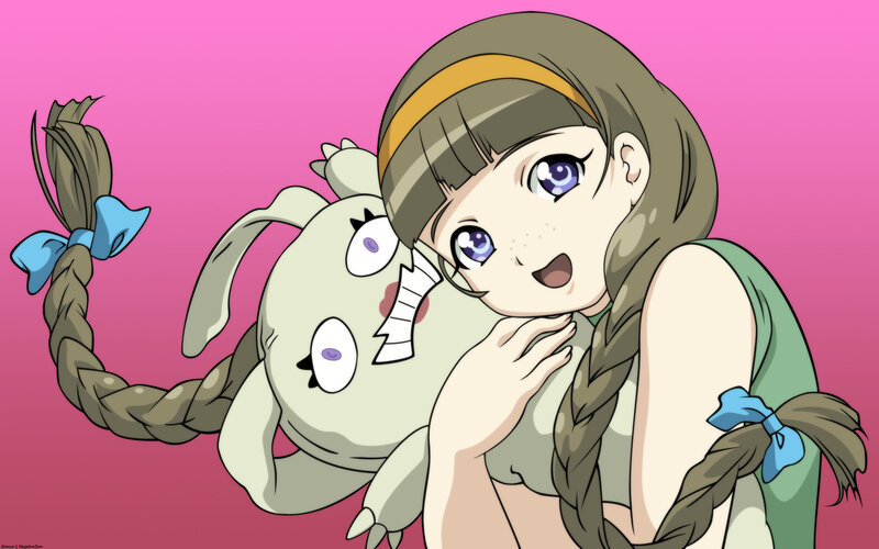 Girl hugging a creature