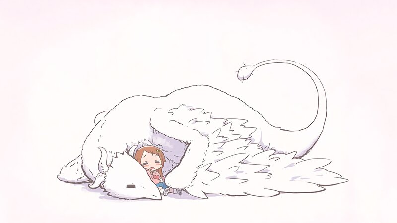 Girl Hugging a Dragon — White