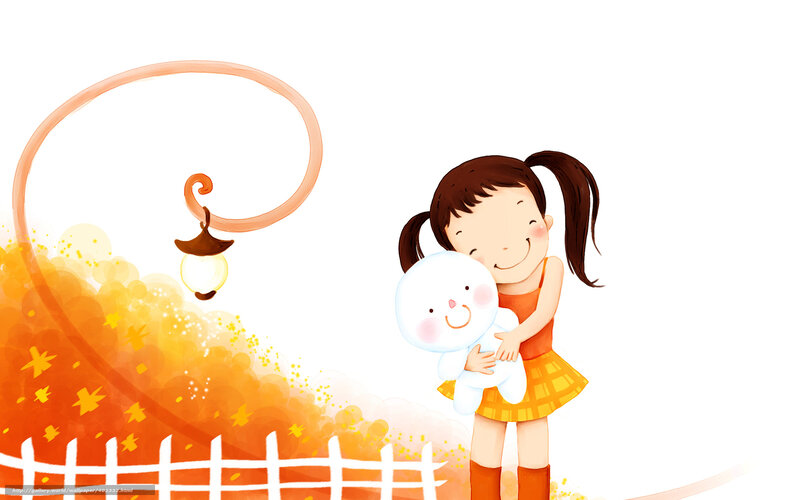 Girl hugging a plush toy