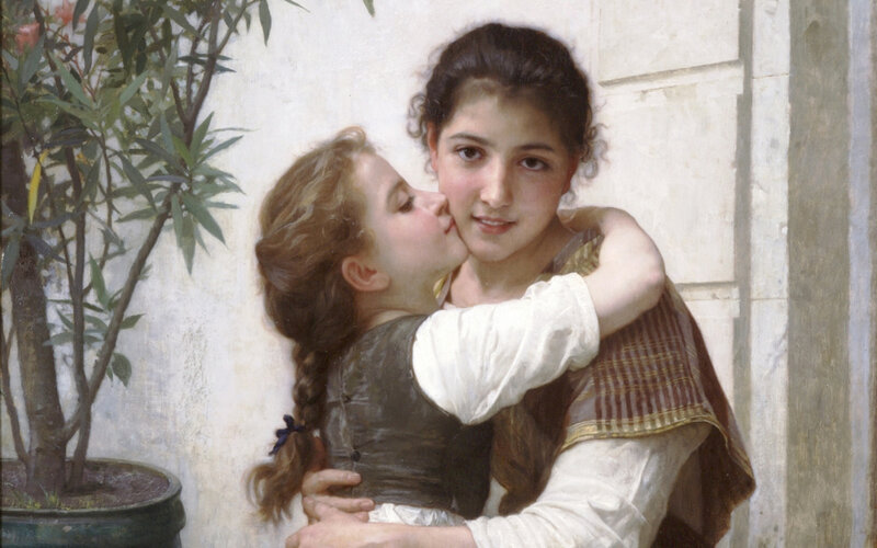 Girl hugging another girl